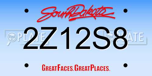 2Z12S8 South Dakota License Plate
