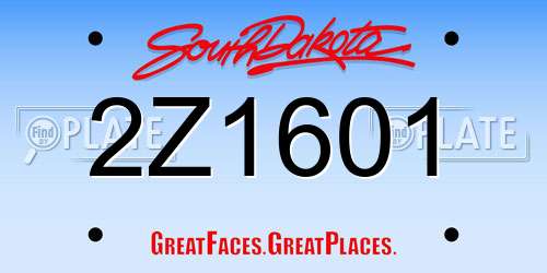 2Z1601 South Dakota License Plate