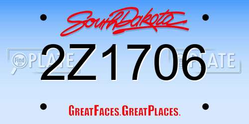 2Z1706 South Dakota License Plate