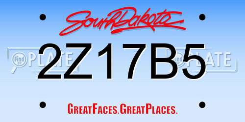 2Z17B5 South Dakota License Plate