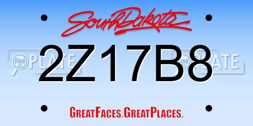 2Z17B8 South Dakota License Plate