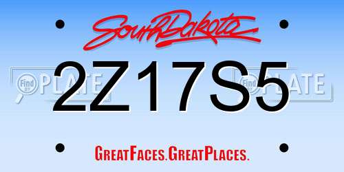 2Z17S5 South Dakota License Plate