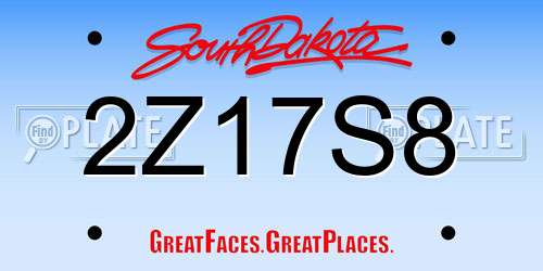 2Z17S8 South Dakota License Plate