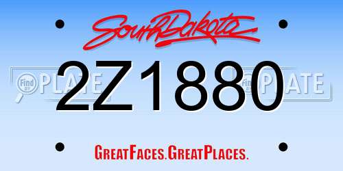 2Z1880 South Dakota License Plate