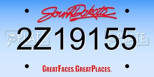 2Z19155 South Dakota License Plate