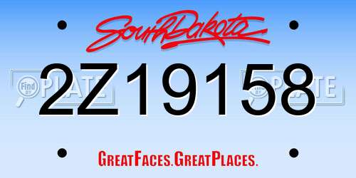 2Z19158 South Dakota License Plate