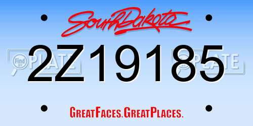 2Z19185 South Dakota License Plate