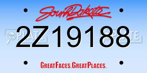 2Z19188 South Dakota License Plate