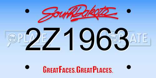2Z1963 South Dakota License Plate