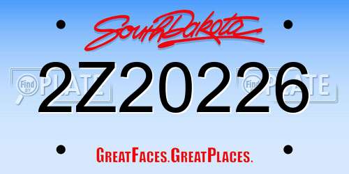 2Z20226 South Dakota License Plate