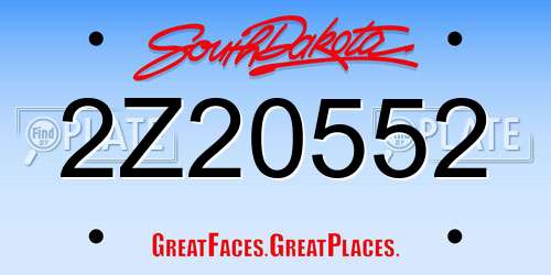 2Z20552 South Dakota License Plate