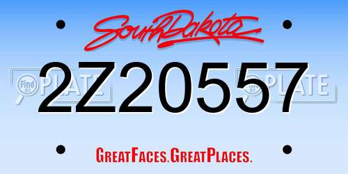 2Z20557 South Dakota License Plate