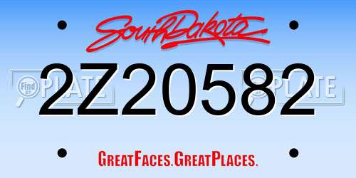 2Z20582 South Dakota License Plate