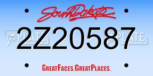 2Z20587 South Dakota License Plate