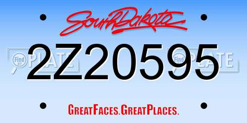 2Z20595 South Dakota License Plate