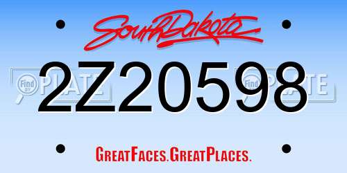 2Z20598 South Dakota License Plate