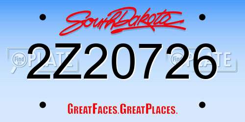 2Z20726 South Dakota License Plate