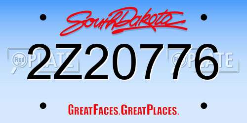 2Z20776 South Dakota License Plate