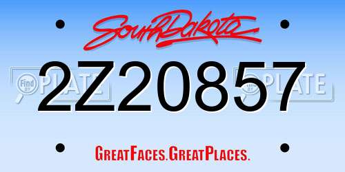 2Z20857 South Dakota License Plate
