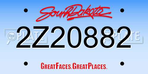 2Z20882 South Dakota License Plate