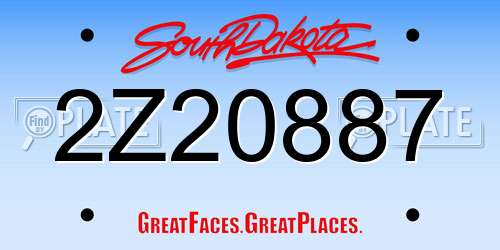2Z20887 South Dakota License Plate