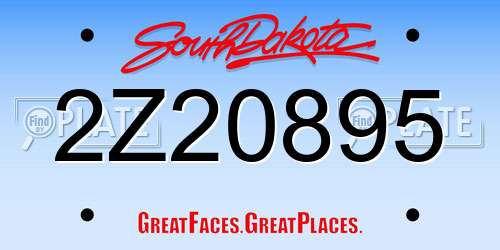 2Z20895 South Dakota License Plate