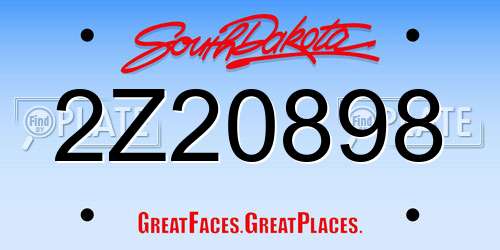 2Z20898 South Dakota License Plate