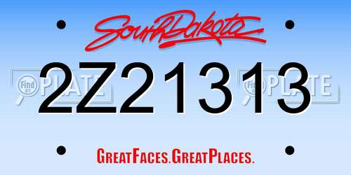 2Z21313 South Dakota License Plate