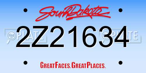 2Z21634 South Dakota License Plate