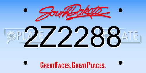 2Z2288 South Dakota License Plate