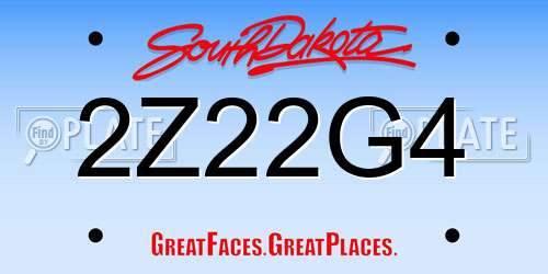 2Z22G4 South Dakota License Plate
