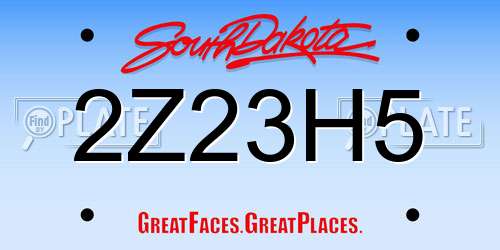 2Z23H5 South Dakota License Plate