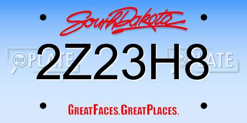 2Z23H8 South Dakota License Plate