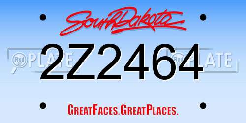 2Z2464 South Dakota License Plate