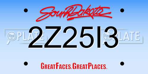 2Z25I3 South Dakota License Plate