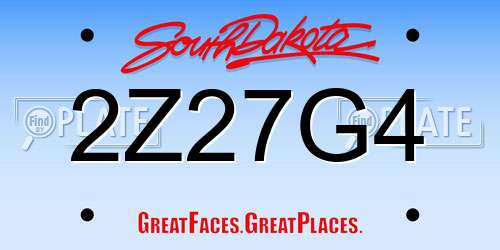 2Z27G4 South Dakota License Plate
