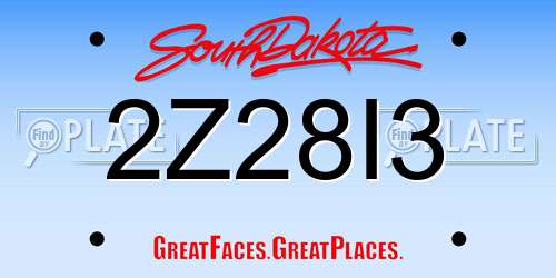 2Z28I3 South Dakota License Plate