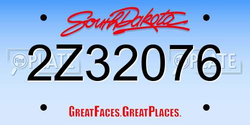 2Z32076 South Dakota License Plate