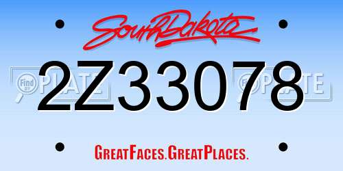2Z33078 South Dakota License Plate
