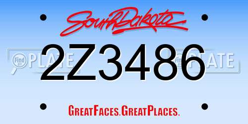 2Z3486 South Dakota License Plate
