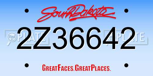 2Z36642 South Dakota License Plate