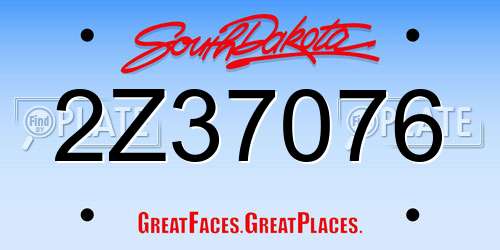 2Z37076 South Dakota License Plate