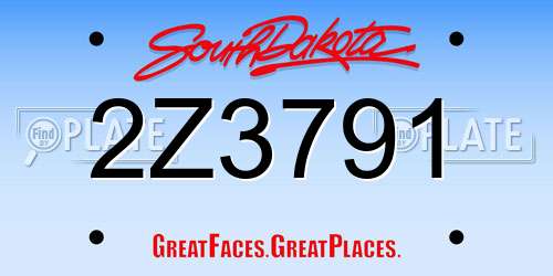 2Z3791 South Dakota License Plate