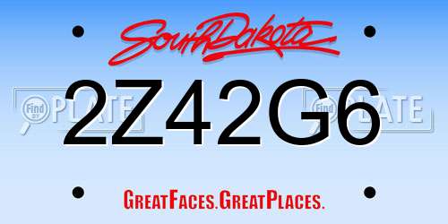 2Z42G6 South Dakota License Plate