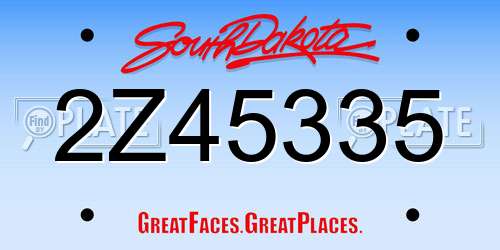 2Z45335 South Dakota License Plate