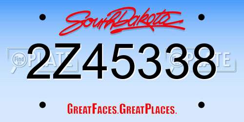 2Z45338 South Dakota License Plate