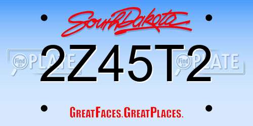 2Z45T2 South Dakota License Plate