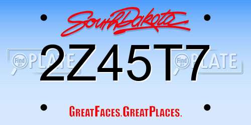2Z45T7 South Dakota License Plate