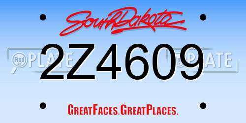 2Z4609 South Dakota License Plate