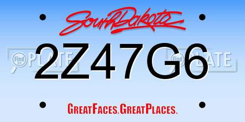 2Z47G6 South Dakota License Plate